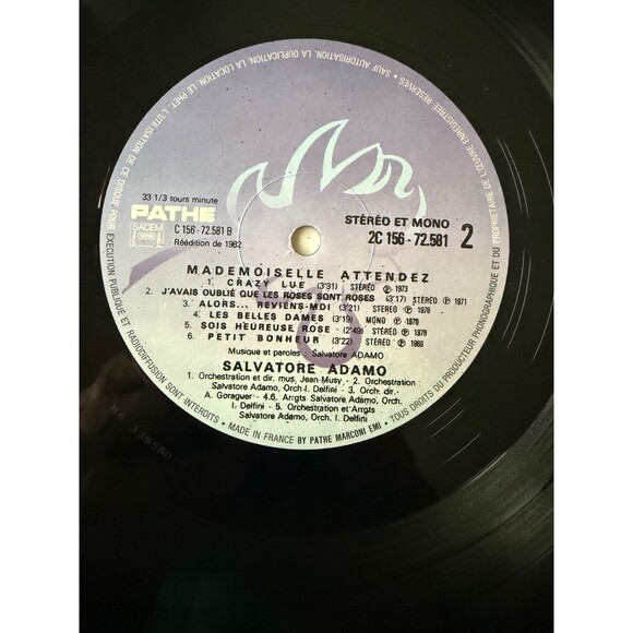 Salvatore Adamo 2 LP Mademoiselle Attendez 1982 Pathe Records Import France EX - Picture 7 of 11